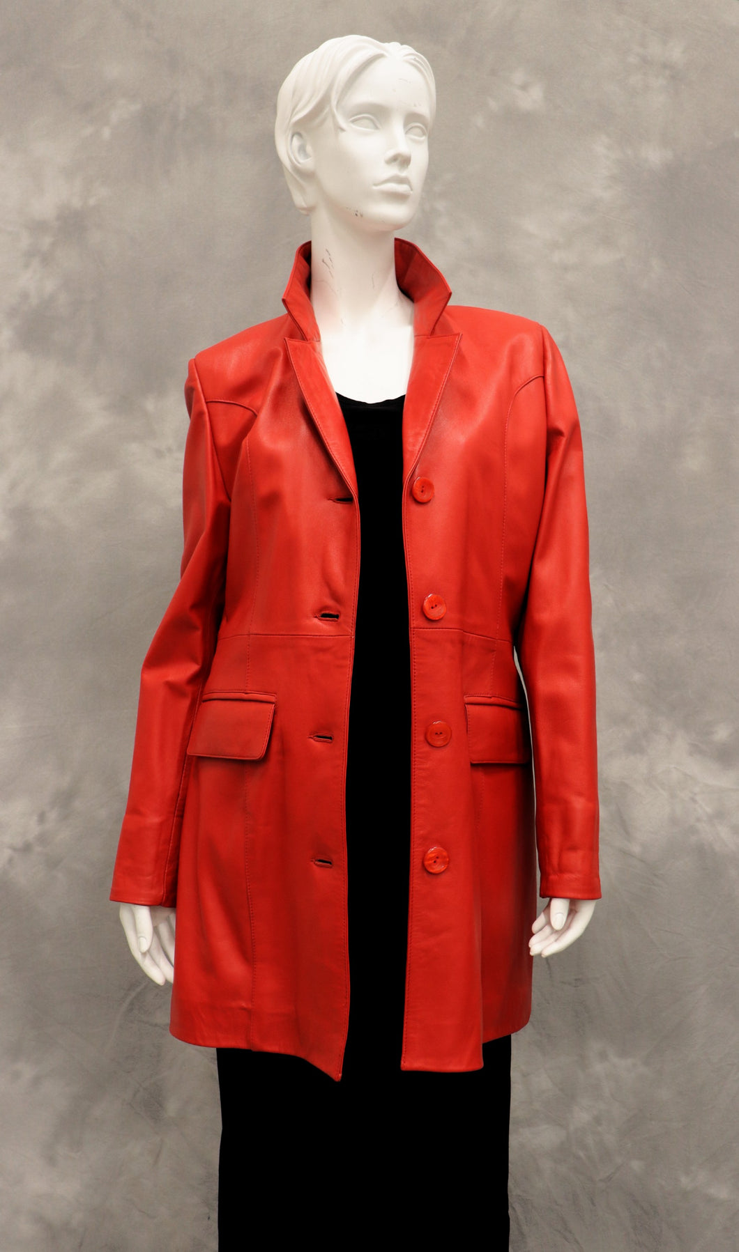 Punainen nahkatakki, Fidan Leather, koko 40